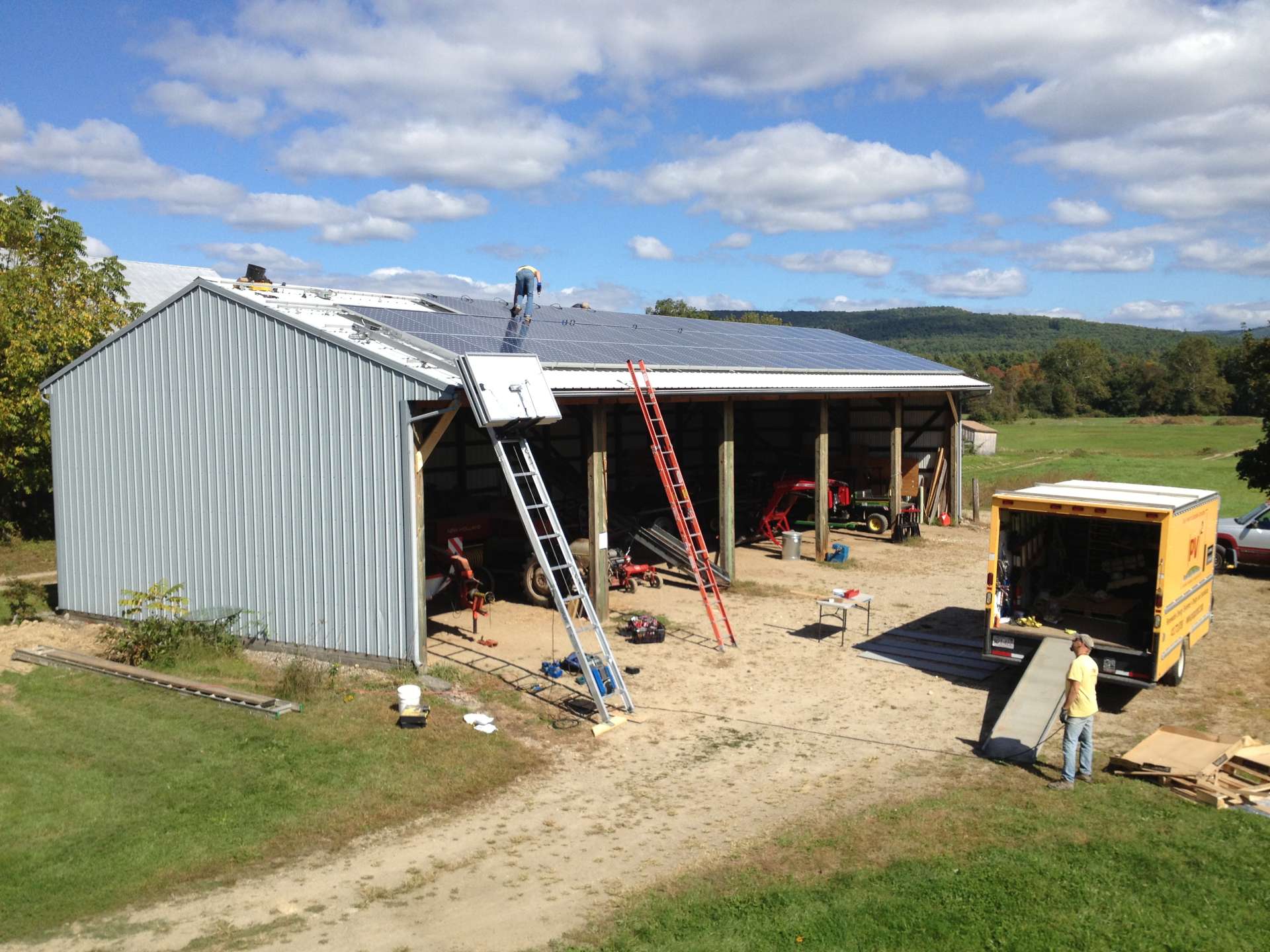 Solar panels installed on barn